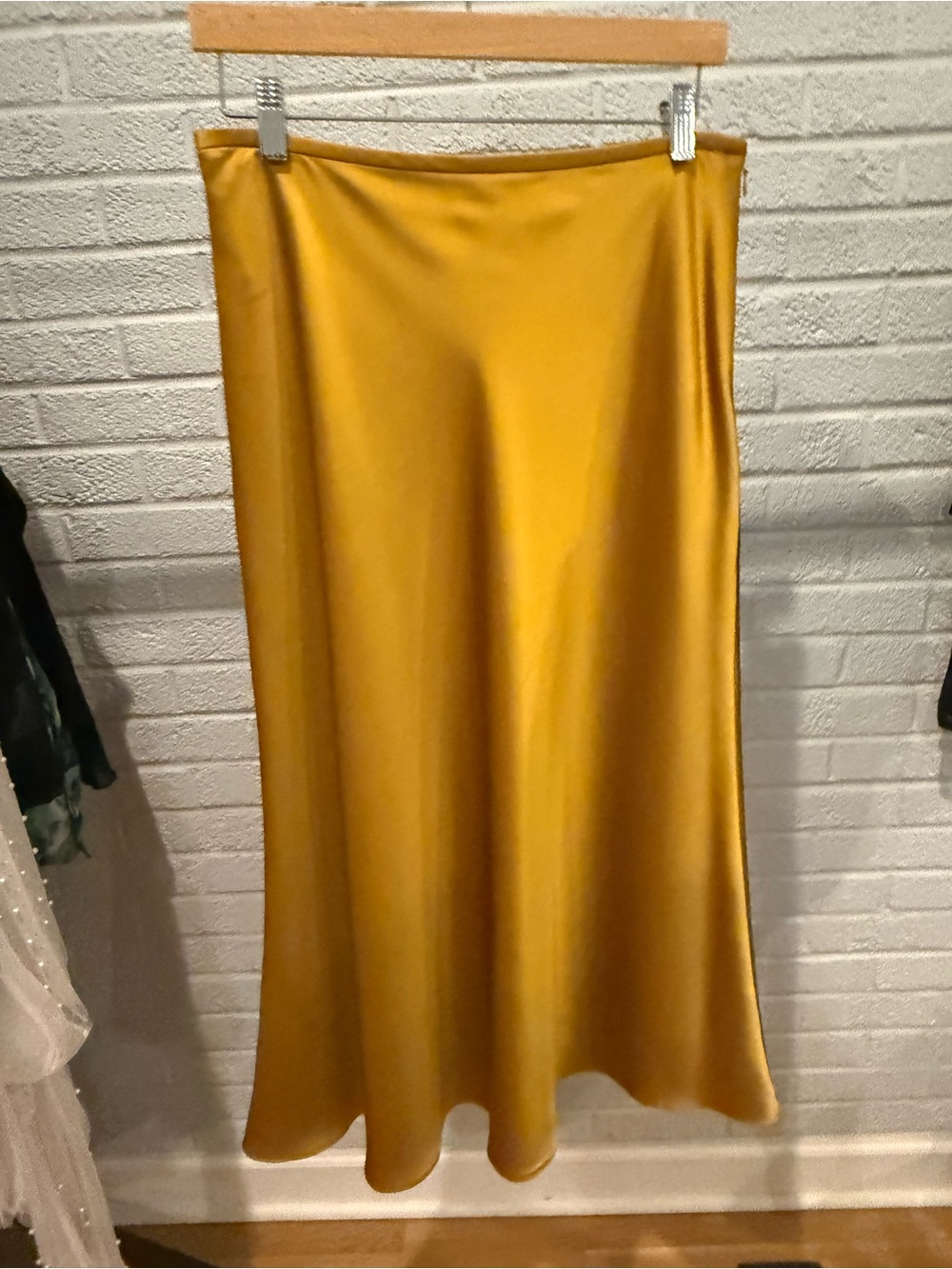ANTONIO MELANI Golden Mustard Satin Midi Skirt